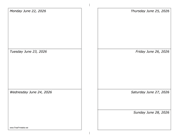 06/22/2026 Weekly Calendar-landscape Calendar
