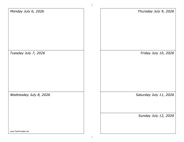 07/06/2026 Weekly Calendar-landscape Calendar