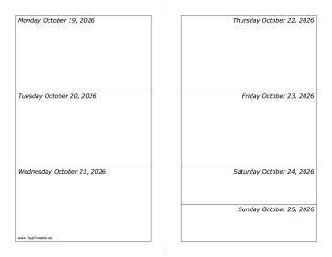 10/19/2026 Weekly Calendar-landscape Calendar