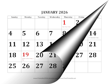 2026 Bold Print Calendar