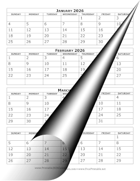 2026 Calendar Four Months Per Page Calendar
