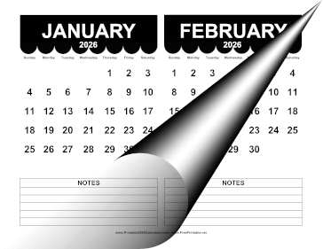 2026 Cute Scallop Calendar Calendar