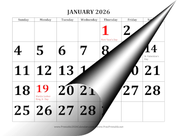 2026 Large Print Calendar