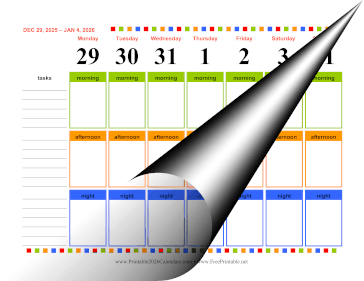 2026 Morning Afternoon Night Calendar Calendar