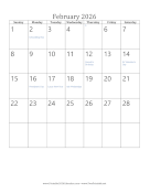 February 2026 Calendar (vertical)