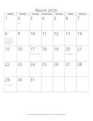 March 2026 Calendar (vertical)