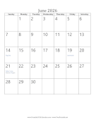 June 2026 Calendar (vertical)