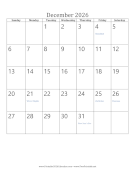 December 2026 Calendar (vertical)