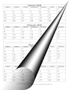 2026 Calendar Four Months Per Page
