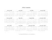 2026 Calendar (horizontal descending)