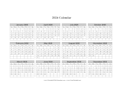 2026 Calendar (horizontal grid descending)