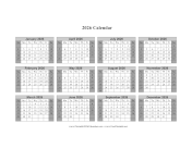 2026 Calendar on one page (horizontal shaded weekends)
