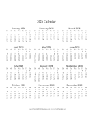 2026 Calendar one page with Large Print (vertical)