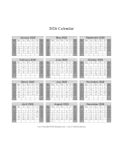 2026 Calendar on one page (vertical shaded weekends)
