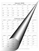 2026 Calendar Three Months Per Page