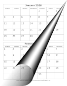 2026 Calendar Two Months Per Page
