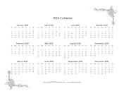 2026 One Page Calendar With Flowers